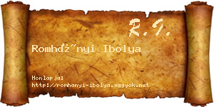 Romhányi Ibolya névjegykártya